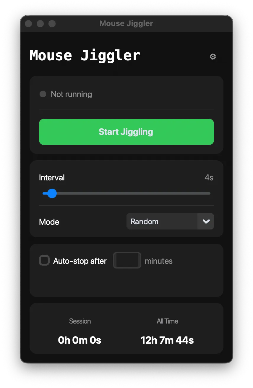 Mouse Jiggler dark mode